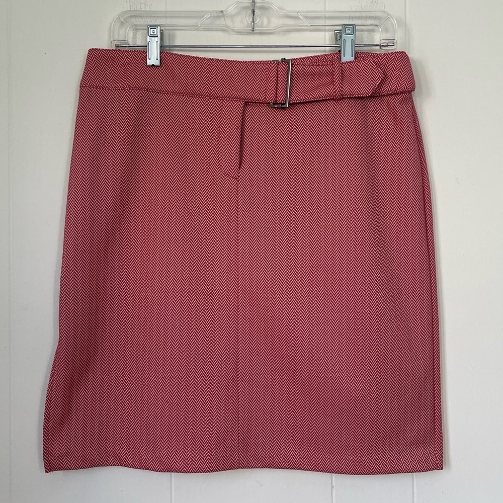 Express NEW Red Herringbone Pencil Skirt Size 9/10 Belted Office Siren NWT